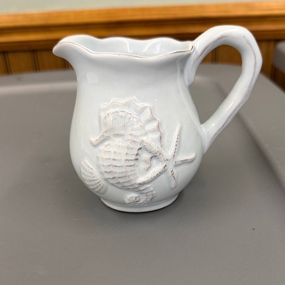 Blue Sky Light Blue Ceramic Seahorse Creamer Pitcher
